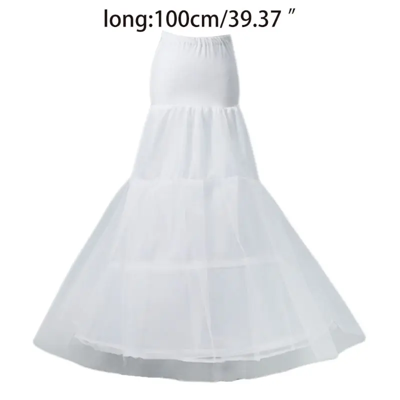 

Women 2 Layers Fishtail Petticoat Crinoline with Tulle Netting A-Line Floor Length Underskirt Half Slip for Bridal Wedding Dress