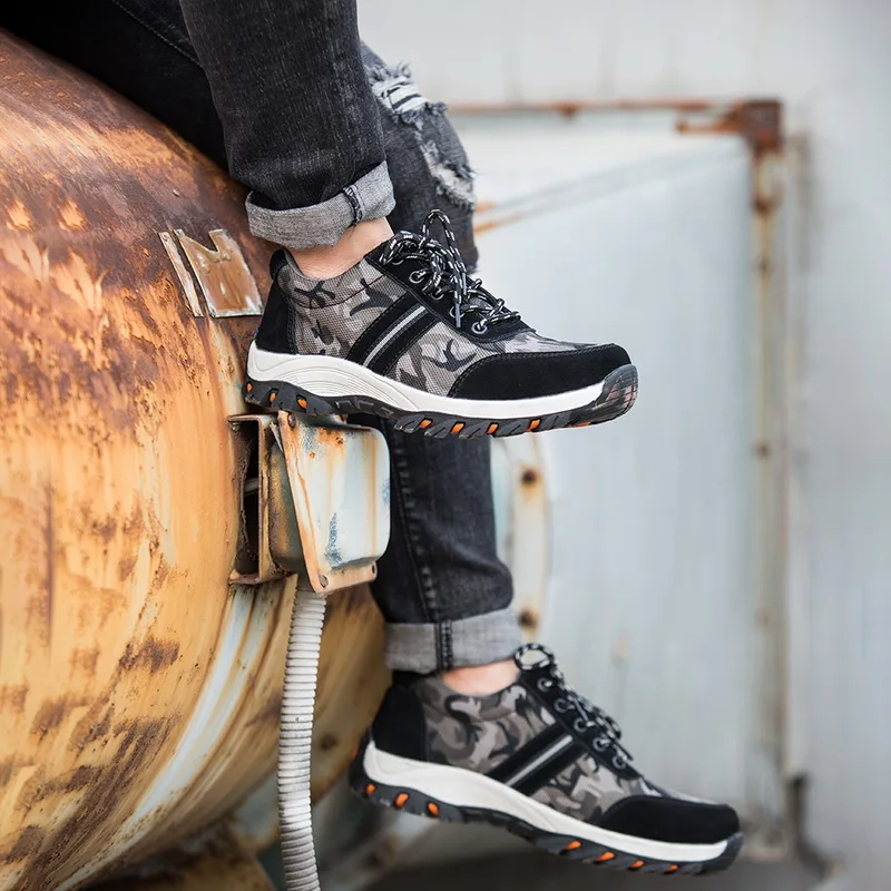HEFLASHOR new Work Sneakers Indestructible Ryder Shoes Men And Women Steel Toe Air Safety Boots Puncture-Proof Breathable Shoes