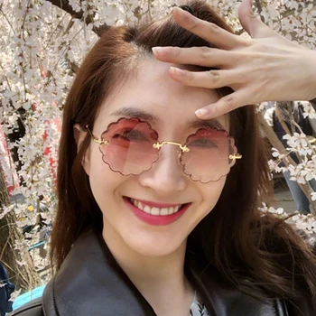 

LS JOHN Vintage Round Rimless Sunglasses Women Brand Designer Gradient Lens Sun Glasses Outdoor Goggles Party Oculos De Sol