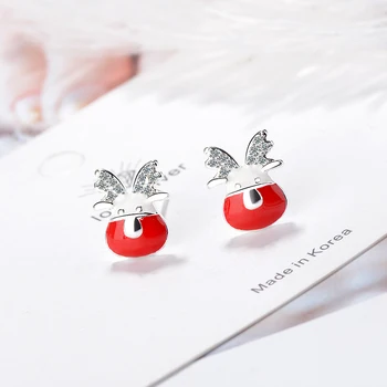 

XIYANIKE 925 Sterling Silver Stud Earrings Creative Cute Elk Earring Christmas Accessories for Women Couples Party Jewelry Gifts