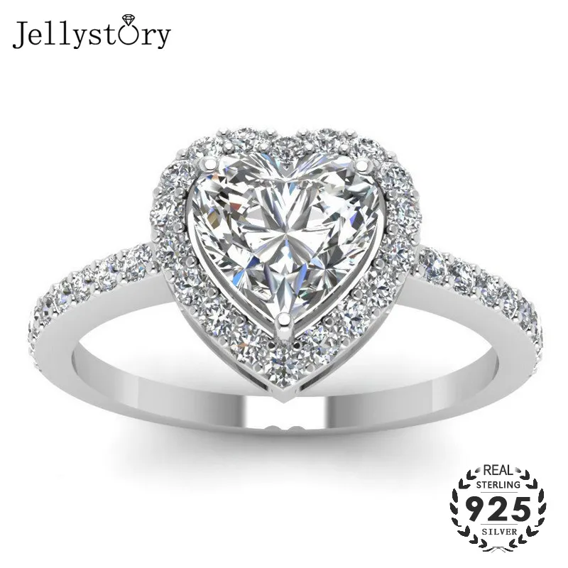 Jellystory 925 серебряные ювелирные изделия кольцо с сердцом формом драгоценный камень