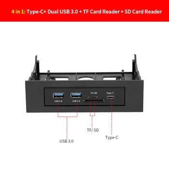 

Extended CD Driver Multifunctional Panel 5.25/3.5'' Floppy Front Panel with Type-C Dual USB3.0 Ports SD TF Card Slot
