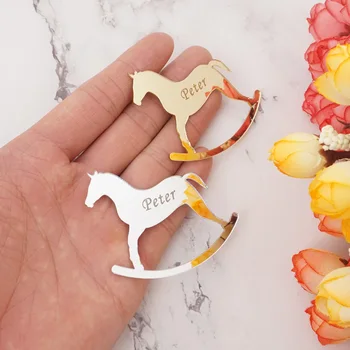 

30pcs Custom Horse Name Acrylic Mirror Sticker Private Gifts Guest Invitation Card Party Decor. Personalized Wedding Crafts