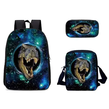 

3D cat print multifunctional backpack school bag 3 sets of teen boys and girls fun kids school bag backpack