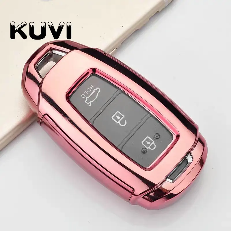 pink PC+ TPU чехол для ключей автомобиля, чехол держатель для hyundai i30 Ix35 KONA Encino Solaris Azera Grandeur Ig Accent Santa Fe Palisade - Название цвета: pink