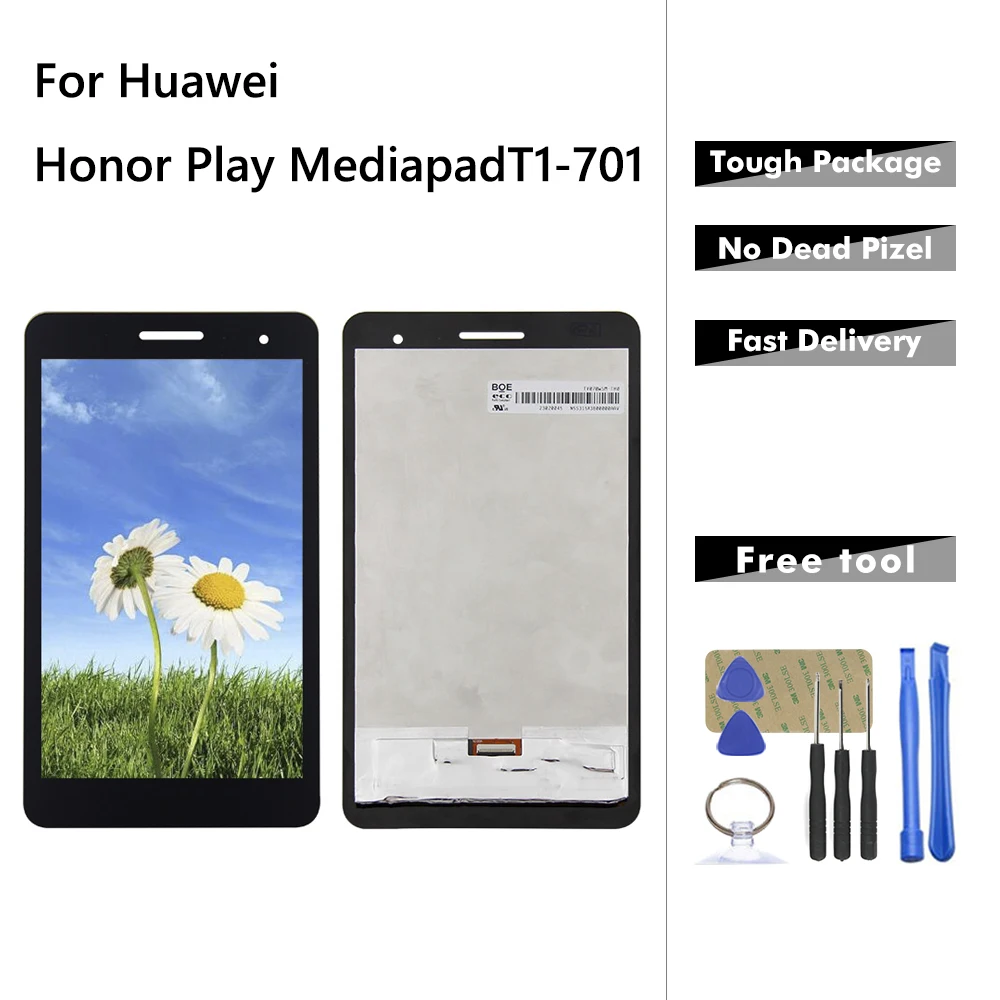 

7.0'' LCD For Huawei Honor Play Mediapad T1-701 T1 701U T1-701U T1-701W LCD Display Touch Screen Panel Digitizer With Tools