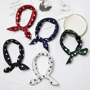 

Square Scarf Women Polka Dot Satin Hair Tie Rope Scrunchies Silk Scarf Neckerchief Headscarf Elegant Small Vintage платок Scarf