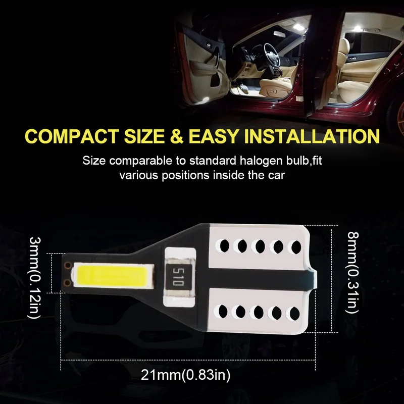 Safego 4 шт. 10 W5W T10 194 168 светодиодный свет лампы 2 SMD 7020 Авто Wedge Bulb, интерьерная лампа Поворотники боковые лампы белый 12V
