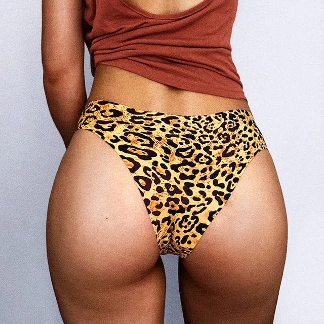 Seamless Snake Leopard Women Panties Sexy G String Ice Silk Thong Underwear T Back Girls Briefs Fitness Lingerie Plus Size M-XXL 2
