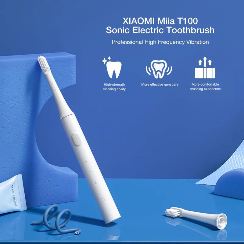 Настоящая Xiaomi T100 звуковая электрическая зубная щетка для взрослых IPX7 ультра звуковая автоматическая зубная щетка USB перезаряжаемая зубная щетка