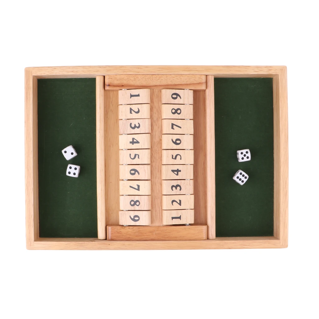 Traditional Shut the Box Game Wood Board Number Drinking Dice Toy Family Set