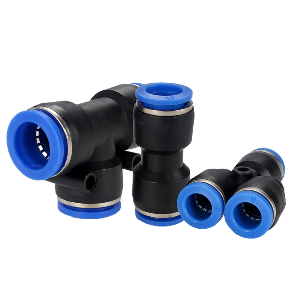 PU PE PY pneumatic connector plastic quick connector water pipe trachea hose 4 6 8 10 12 14 16mm in-line tee connector
