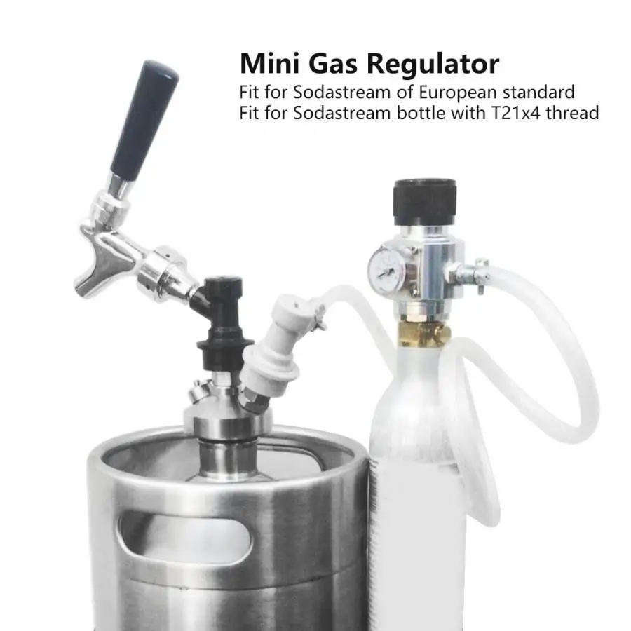 CO2 мини газовый регулятор 0-90PSI Давление датчик с 5/16in ленты для газопроводов из фторопласта(монтажный комплект