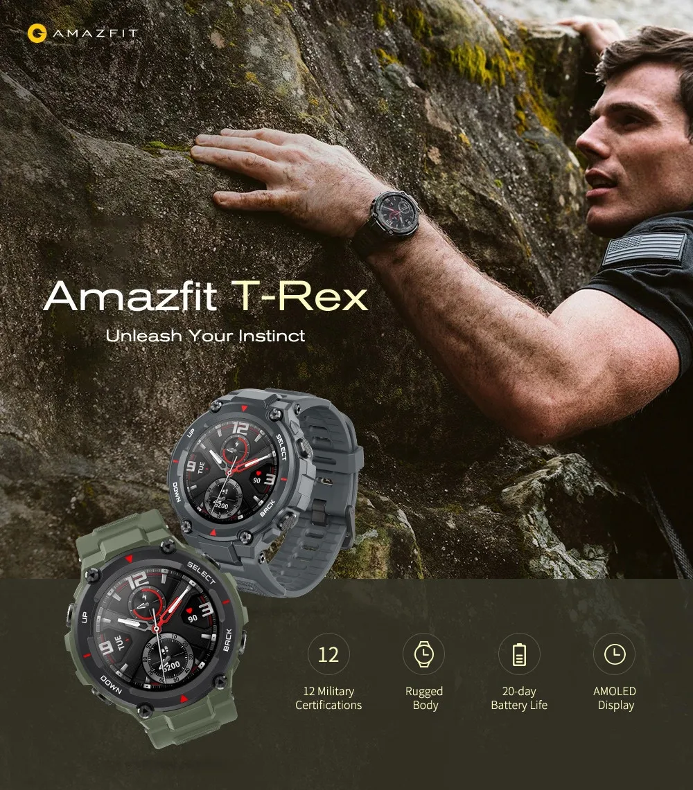 Amazfit Smart Watch Huami T-rex Smartwatch AMOLED Screen Men Women Wearable Sport Smart Watches Globe Version 100% Original