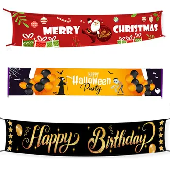 

3mx50cm Large Christmas Halloween Birthday Bunting Banner Indoor Outdoor Party Home Holiday Decoration