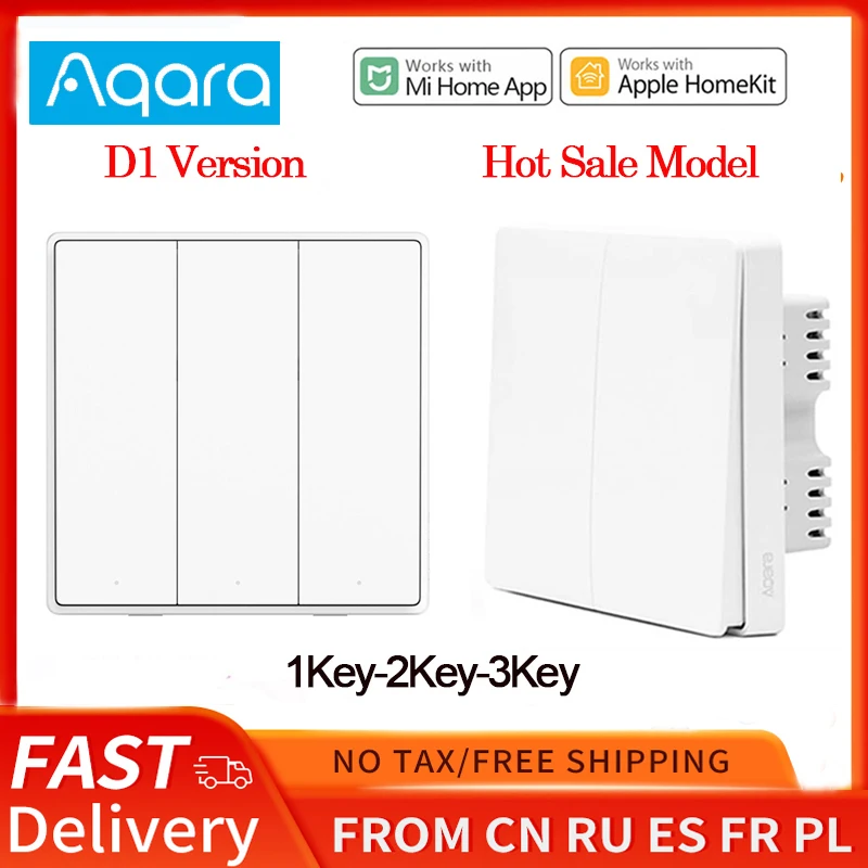 Xiaomi Aqara Wall Switch D1 ZigBee Smart Wireless Remote Control Light Zero Line Fire Wire NO Neutral 3 Key Switchs For MI Home