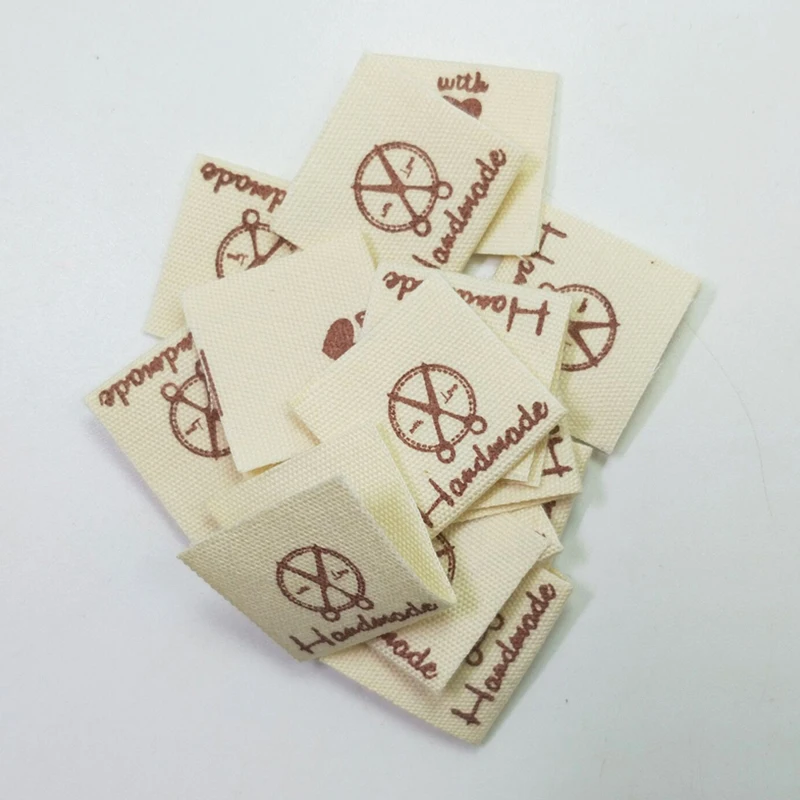 100Pcs Handmade Animals with Love Scissors Cloth Garment Labels Hand Made Label Tags For Clothes Print DIY Clothing Sewing Craft clothing labels,garment labels,sewing labels