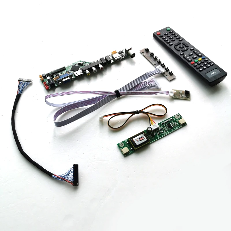 Для CLAA150XP01Q V2 TV56 привод плата карты 2CCFL LVDS 20Pin Инвертор+ пульт+ клавиатура ЖК-дисплей Панель HDMI VGA AV USB RF DIY kit