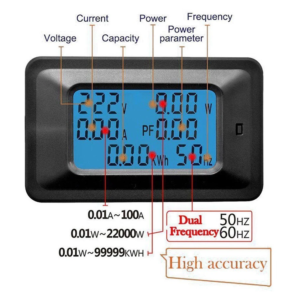 Ammeter Energy Voltmeter Durable Current Watt Meter Tester Tools Digital Panel Household LCD Display Large-screen Power Monitor