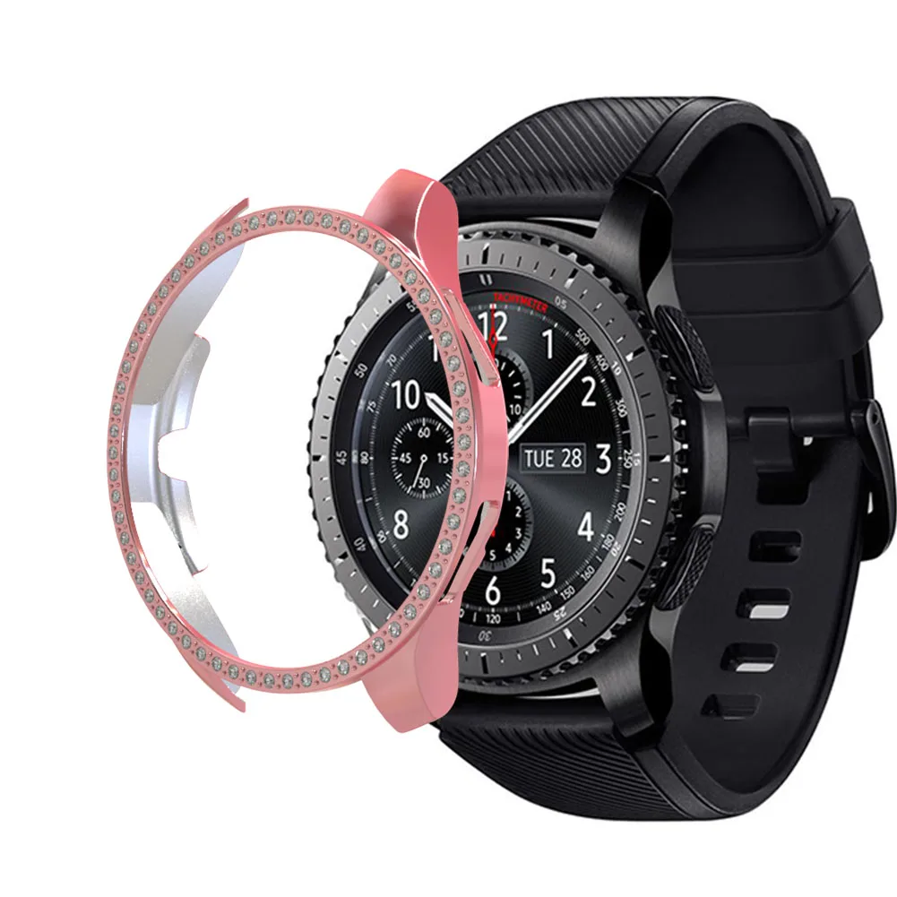 Розовый Чехол gear S3 для samsung Galaxy Watch 46 мм 42 мм крышка S3 Frontier Смарт-часы Алмазный защитный чехол - Цвет: Розовый