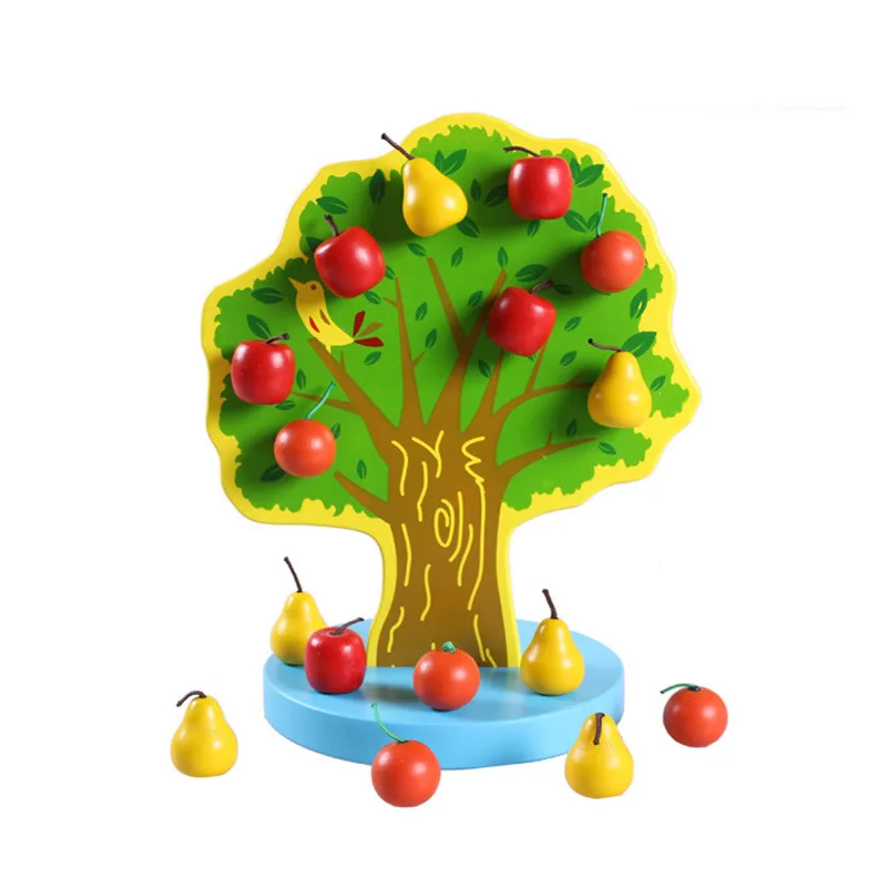 Новинка, Обучающие Развивающие игрушки Монтессори, магнитное яблоко, груша, дерево, деревянные игрушки, детский подарок на день рождения