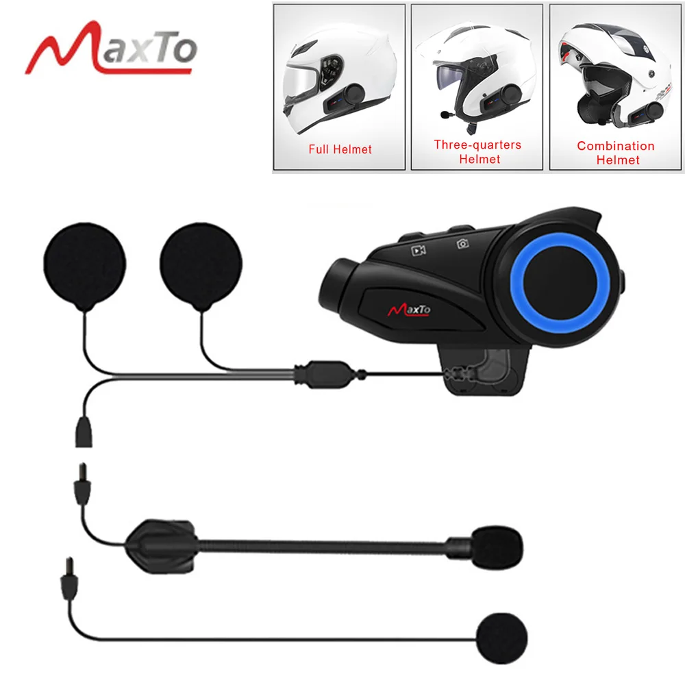 Maxto M3 Waterproof Motorcycle Bluetooth Sony Lens WIFI Video Recorder Universal Pairing for Full/Half Face Helmet Intercom DVR