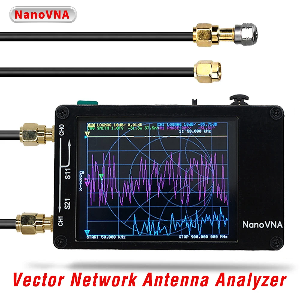 

NanoVNA Professional Digital Vector Network Antenna Analyzer Portable MF HF VHF Antennas Analyzer 50KHz-900MHz Handheld Shortwave 400mAh 2.8inch Touch Screen Free One-Year Technical Support