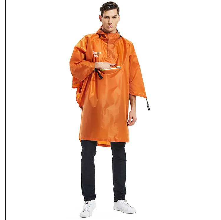 230T Polyester Taffeta Raincoat Outdoor Riding Mountaineering Fishing Sports Poncho Waterproof Rainware With Reflective Stripe
