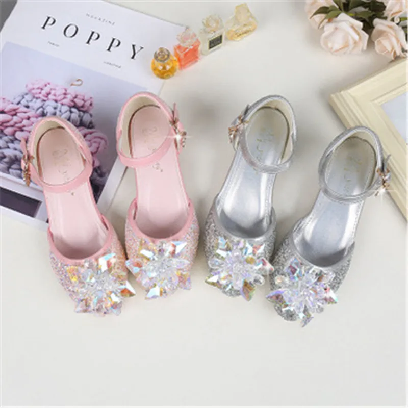 

Kitten Heel Baby Girls Princess Dress Shoes Fahsion Crystal Sandals Children Party Dancing Shoe 2#15/10D50