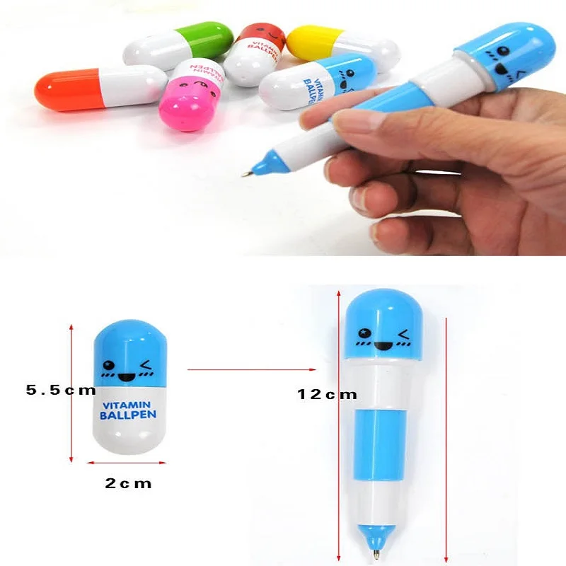 1Pcs Novelty Pills Doctor Nurse Ballpoint Blue Ink Capsule Creative Ball Point Pen School Office Supplies For Kid Toy Wholesale creative retractable human body organs badge reel brain kidney badge reel holder nurse doctor student card clip office supplies