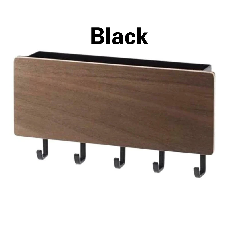 Black Вешалка для ключей, держатель, коробка для хранения, крючок для спальни, 5 крючков, дисплей, органайзер для хранения фотографий, полка, журнал, книга, шоу, домашний декор - Цвет: Black