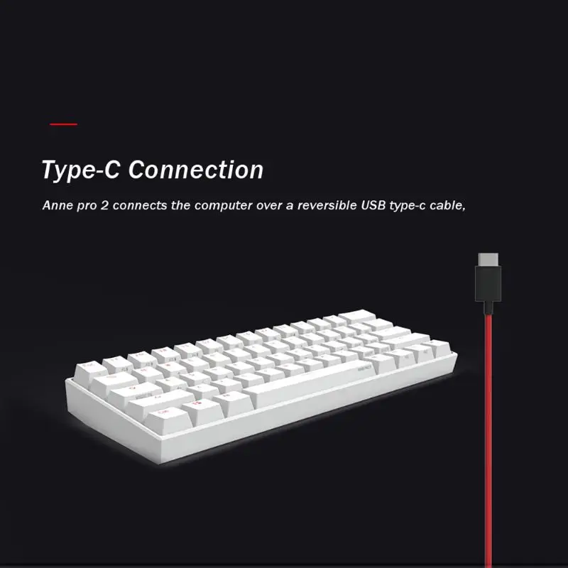 Anne Pro 2 60% NKRO Bluetooth 4,0 type-C RGB 61 клавиша Механическая игровая клавиатура Вишневый переключатель