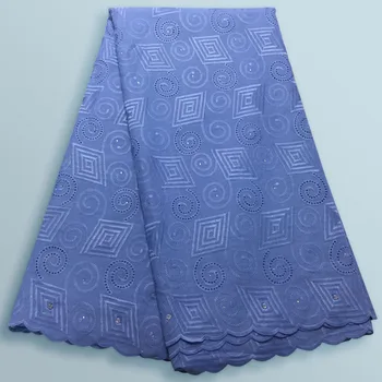 

High Quality African Swiss Voile Lace In Switzerland Soft Nigerian Swiss 100% Cotton Lace Fabric With Stones For Daily Sew FV623