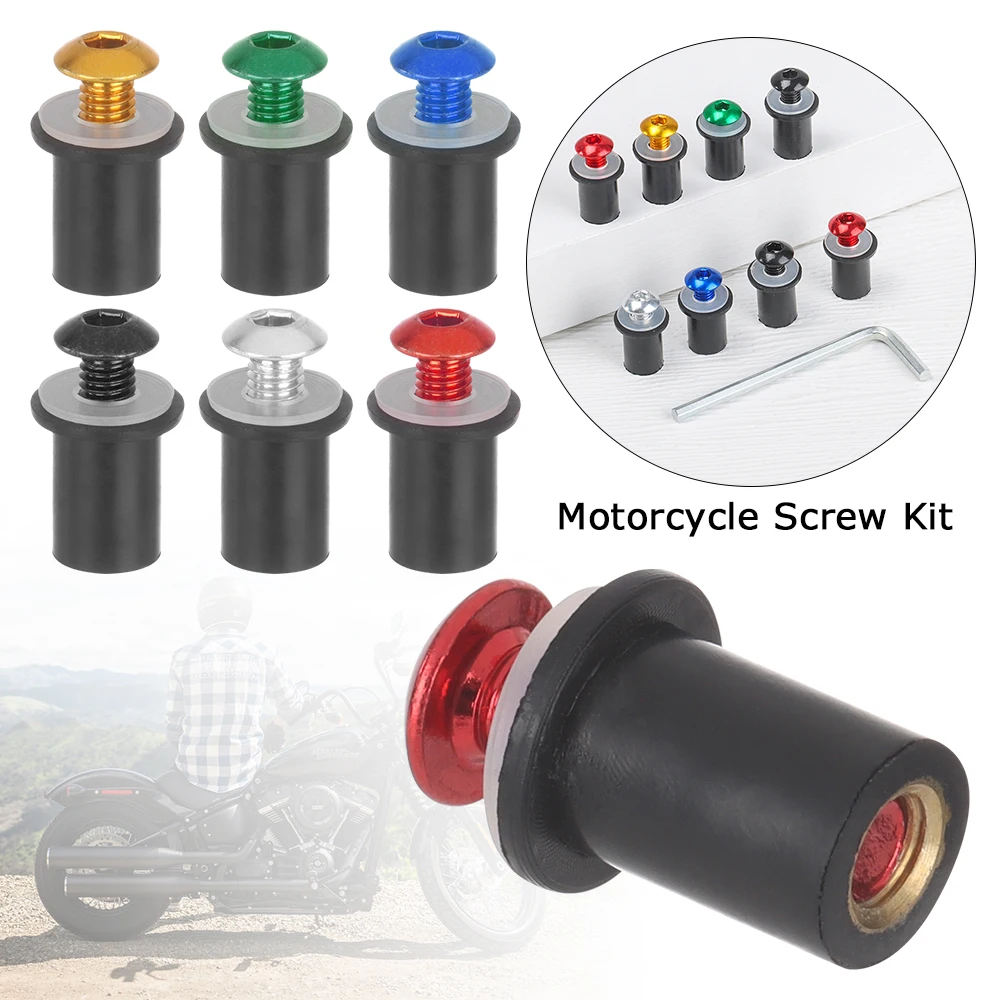 Motorcycle Accessories 10Pcs M5 x 15mm Wheel Bolts CNC Windscreen Motorcycle screws Kit Aluminum Windshield Bolts Nuts Fastener