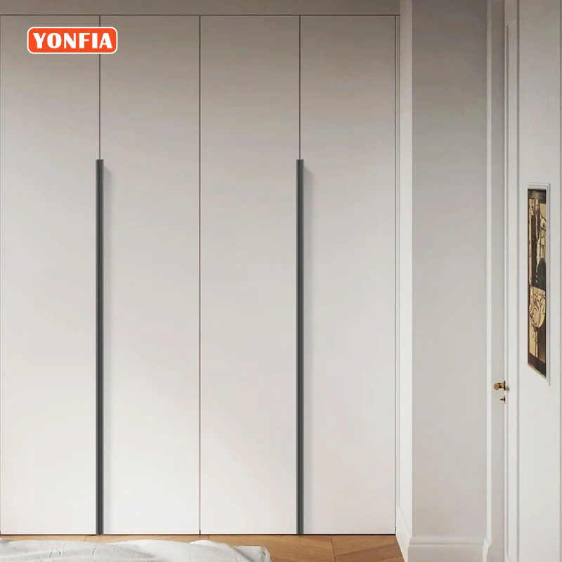 YONFIA 3741 длинный алюминиевый скрытый профиль ручка для мебели шкаф ящик выдвижная
