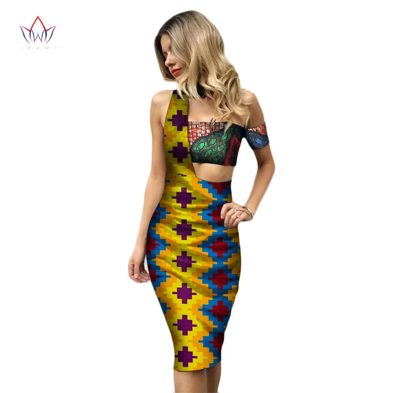 Летний Новый дизайн африканская восковая печать комплект из 2 предметов юбка
