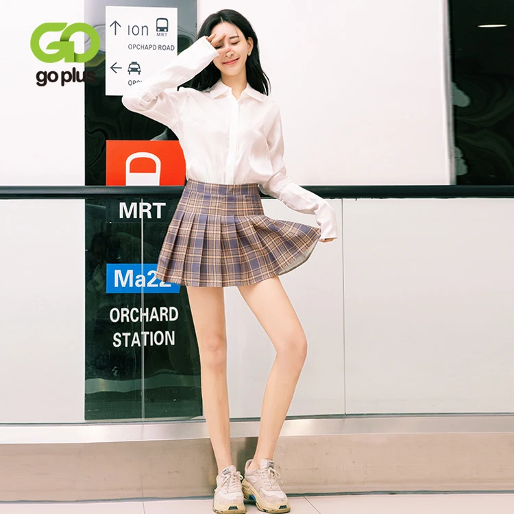 

GOPLUS Pleated Skirt Womens Autumn Preppy Style Plus size High Waist Mini Skirt Women Jupe Femme Faldas Mujer Moda 2019 C8167