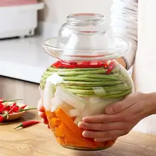 2.5/5KG  Korea Glass Container Kimchi Jar Kitchen Thickened Pickled Cans Household Pickled Jar Pickles Cylinder Sealed Cans