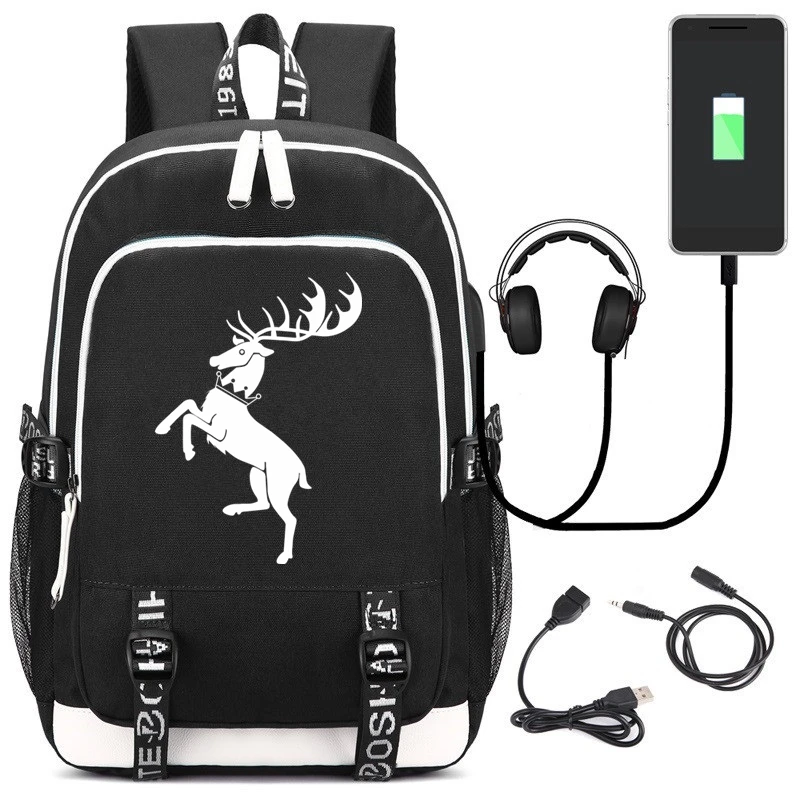 

Game of Thrones Backpack Fashion Lannister Casual School Bag Stark USB Laptop Backpack Trend School Bag Teenagers Travel Bookbag