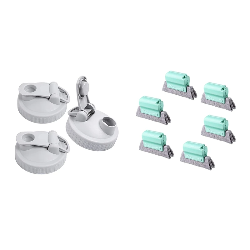 3Pcs Wide Mouth Mason Jar Flip Lid And Airtight With 6Pcs Window Cleaning Brushes Decontamination Crevice | Дом и сад