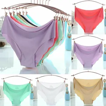 

Sexy Lingerie Womens Panties Soft Underpants Seamless Lingerie Briefs Hipster Ice Silk Underwear Panties String Plus Size Womens