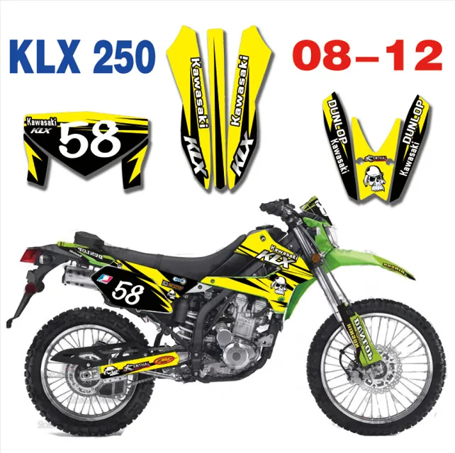 Команда по индивидуальному заказу графика фоны наклейки Наборы подходит для Kawasaki KLX250 KLX 250 2008 2009 2010 2011 2012 250KLX