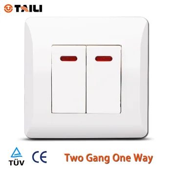 

TAILI EU standard wall switch 2 gang 1 way switch light switch with 2 push button TL0612