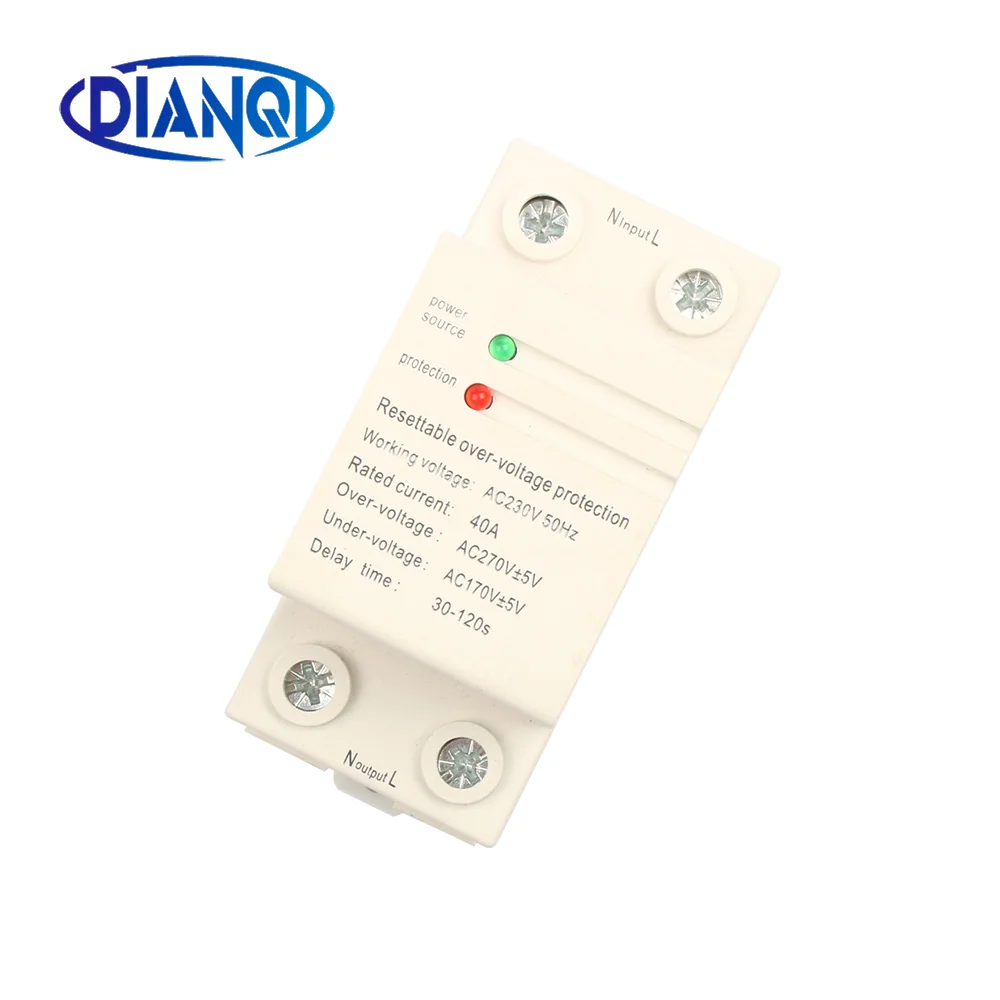 1 pcs 40A 230V Din rail automatic recovery reconnect over voltage and under