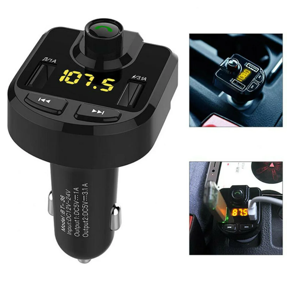 Fm-передатчик Bluetooth 5,0 Автомобильный MP3-плеер адаптер батарея напряжение снижение шума TF карта Hands-free Dual USB зарядное устройство
