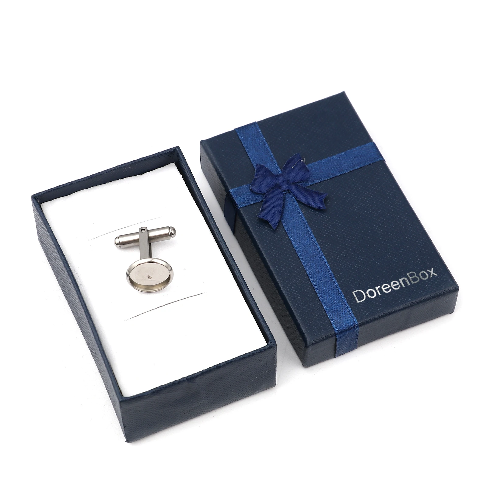 DoreenBox круглый Нержавеющая сталь Пряжка запонки с коробкой (могут быть