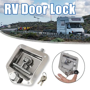 

RV Yacht Door Lock Accessories Door Handle Latch Trailer t-Toolbox Lock Stainless Steel For Caravan Truck RV Thick Lock Tongue