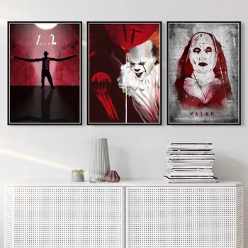 

Voorhees Pennywise Valak Horror Movies Character Canvas Painting Poster Prints Art Wall Pictures Living Room Home Decor