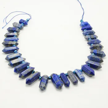 

Natural Simple Quality Lapis Lazuli Hexagonal Column Point Beads 8x20mm-10x40mm