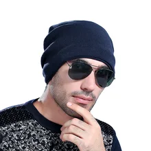 Skullies Beanie Осень Зима корейский сеульская мода новая шерстяная шапка мужская сплошной цвет плюс бархат безупречная дикая вязаная шапка